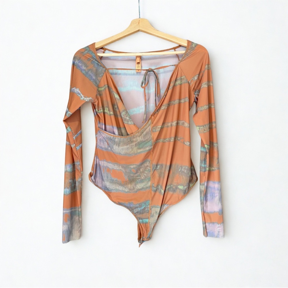 🍊 SKIMS Rare Jelly Sheer Off-Shoulder Tie Bodysuit – 2X (Fits Like XL)